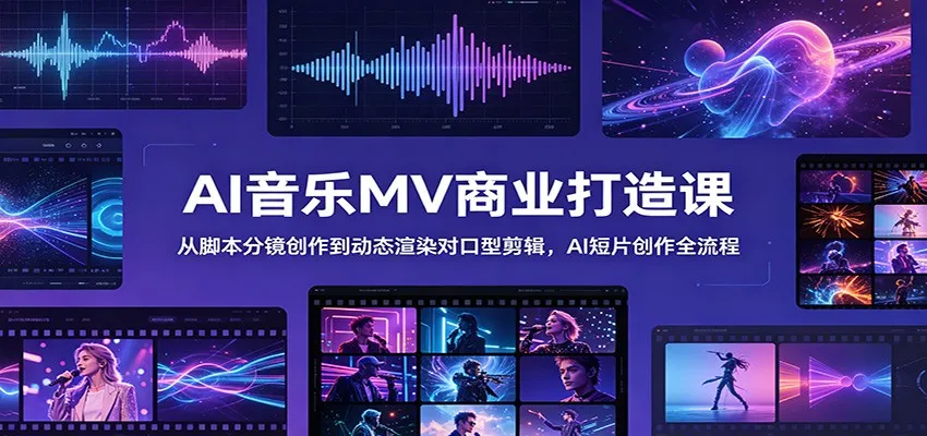 AI音乐MV商业打造课：从脚本分镜创作到动态渲染对口型剪辑，AI短片创作全流程-小洋博客-新起点