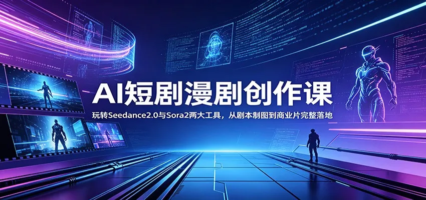 AI短剧漫剧创作课：玩转Seedance2.0与 Sora2两大工具，从剧本制图到商业片完整落地-小洋博客-新起点