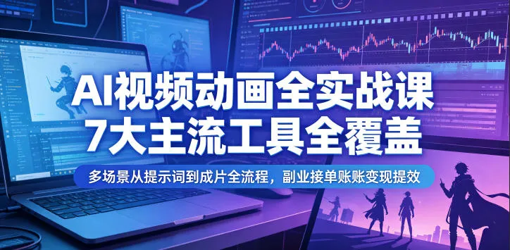 AI视频动画全实战课，7大主流工具全覆盖，多场景从提示词到成片全流程，副业接单账号变现提效-小洋博客-新起点