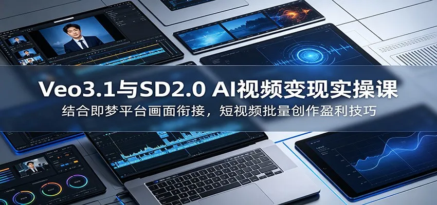 Veo3.1与SD2.0 AI视频变现实操课课：结合即梦平台画面衔接，短视频批量创作盈利技巧-小洋博客-新起点
